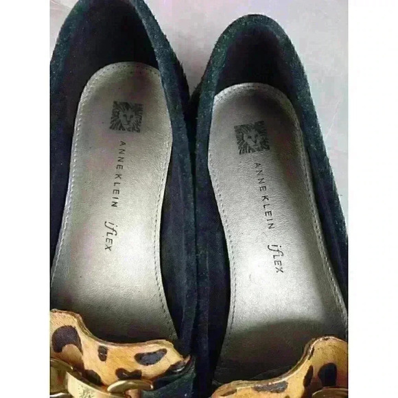 Anne Klein Zerega Leopard Print Loafer Black womens shoes sz 8.5 Leather Uppers - Picture 5 of 10